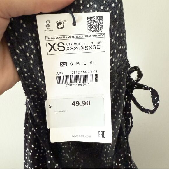 NWT ZARA Basic Women's Black Polka Dot Dress Size XSmall - Picture 4 of 6